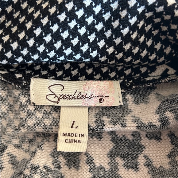 Speechless Black & Cream Patterned Tie-Front Dress | Size L | Pockets - Picture 4 of 4